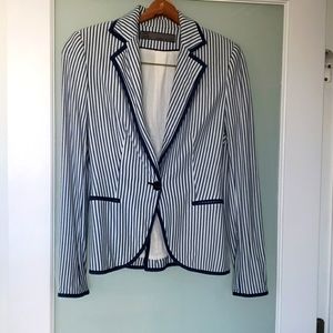 Zara Striped Cotton Knit Blazer